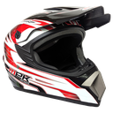 Cross Helmet Glossy Black Decal RED