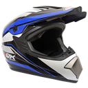 Cross Helmet Glossy Black Decal Blue