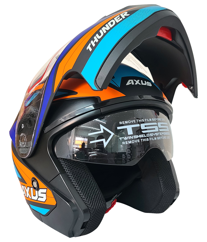 CASCO ABATIBLE THUNDER AZUL/NARANJA