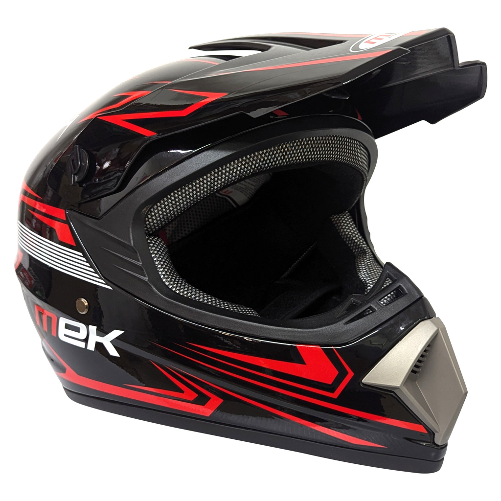 Cross Helmet Glossy Black Decal Red