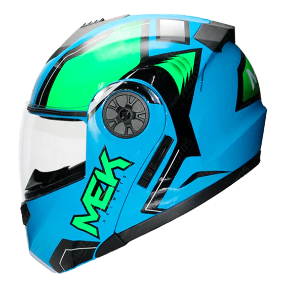 Casco MEK MK759 ABATIBLE  PLEGO AZUL/VERDE Brillante"XL"