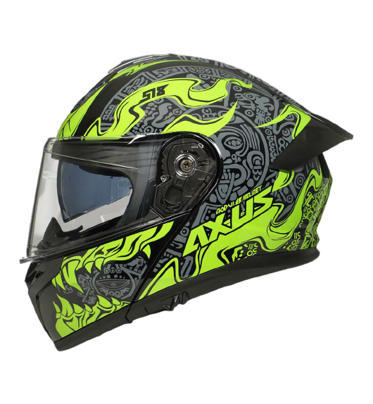 [AC1B-4016-003] B-CASCO PARA MOTOCICLISTA ABATIBLE MAYA NEGRO/VERDE