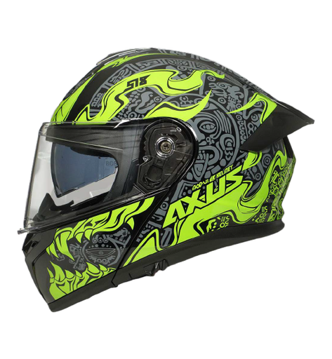 [AC1B-4016-003] B-CASCO PARA MOTOCICLISTA ABATIBLE MAYA NEGRO/VERDE